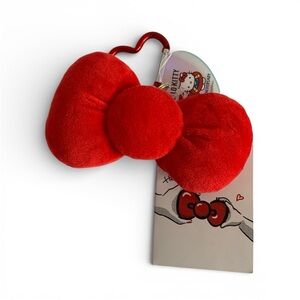 Sanrio Hello Kitty 50th Anniversary Red Plush Bow Keychain NWT Rare Cute Gift